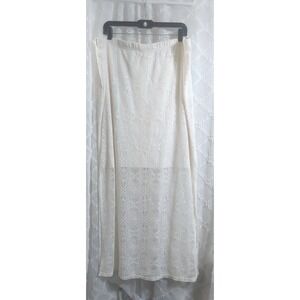 Boutique Plus Cream Floral Lace Maxi Skirt Womens Size 3X Boho Romantic Cream